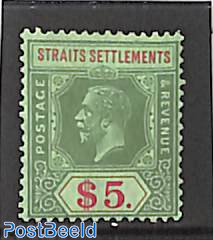 Straits settlements, $5, Stamp out of set