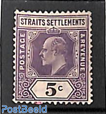 Straits Settlements, 5c, WM multiple CA, Stamp out of set