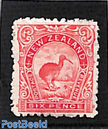 6p, WM NZ-star,  Perf. 11, Stamp out of set