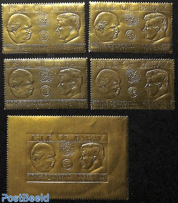 Isle of Pabay, set gold stamps Churchill/Kennedy