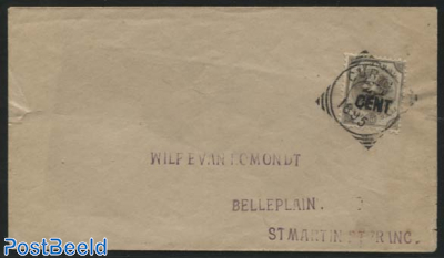 letter with overprinted stamp to french St. Martin