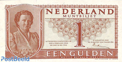1 Gulden 1949 1 Digit 2 Letters 6 Digits