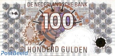 100 Gulden, Lightbrown barcode, large Copyright C