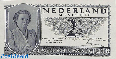 2.5 Gulden 1949 1 Digit 2 Letters 6 Digits