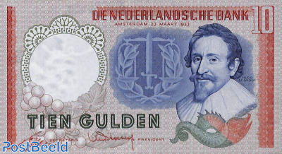 10 Gulden 1953 3 Letters 6 Digits