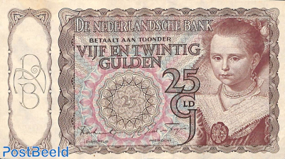 25 Gulden 1943 (1 digit 2 letters 6 digits)