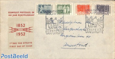 Stamp centenary 4v FDC, open flap, written address