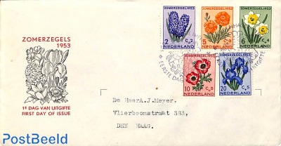 Flowers FDC, Open flap, typed address