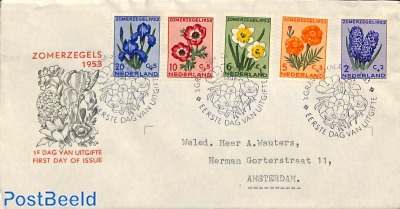 Flowers FDC, Closed flap, typed address