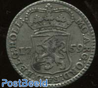 Holland, ¼ Gulden (Muntmeesterspenning) 1759