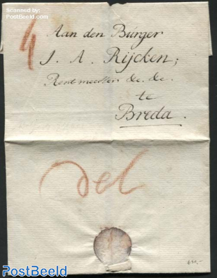 Letter from Delft to Breda