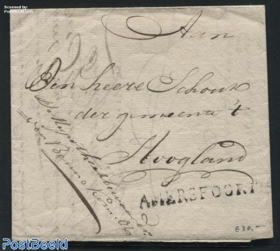 Folding letter from Amersfoort to Hoogland