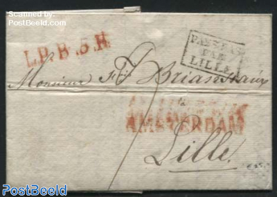Folding letter from Amsterdam to Lille, France