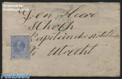 Letter from Oldebroek to Utrecht, postmark: Langstempel Oldebroek