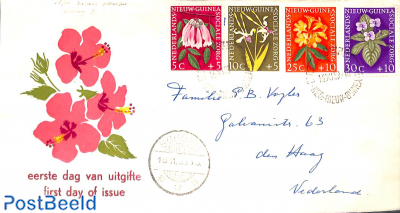 Flowers 4v, FDC with written address