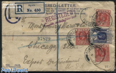 Registered letter from Nigeria to Chicago, USA.