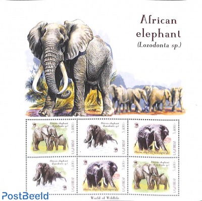 Sheet with personal stamps African Elephant