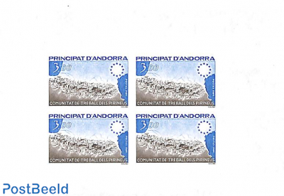Pyrenees labour ass. 1v, Imperforated block m/s with 4 stamps