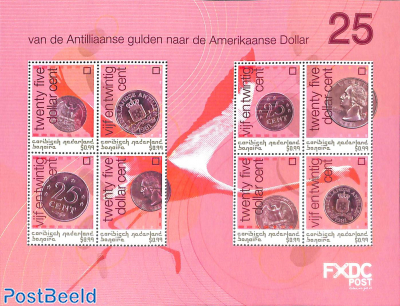 Bonaire, From guilder to Dollar (25ct), 8v m/s