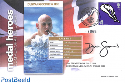 Duncan Goodhew MBE, medal winner, Special cover