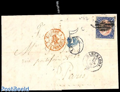 Folded letter from Barcelona to Paris