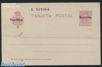Postcard 15Cs, Republica Espagnola overprint