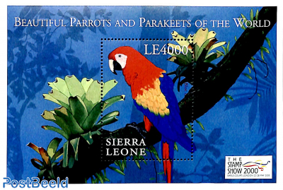 Stamp show, parrot s/s