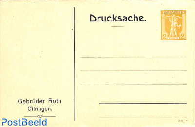 Private reply paid postcard  2/12c, Gebr. Roth Oftringen