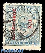2.5p on 2p, red overprint, used