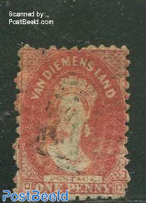 1p, Red, Perf. 10, used