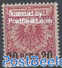 German Post, 20Pa on 10Pf, red