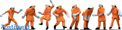 Firemen, orange uniform