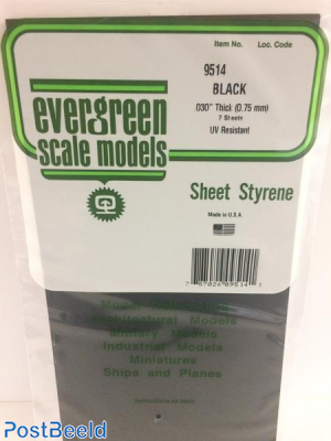 Evergreen Smooth Plate 152x292mm - Black 0.75mm thick - 2 Sheets