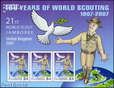 100 Years scouting m/s (with 3 stamps)