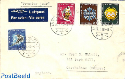 Airmail to Carshalton England. Primier Jour/ first day envelope 