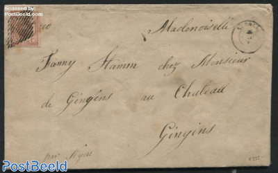 Letter from Aubonne to Gingins with Zumstein Nr. 20, Type 4, with attest Zumstein