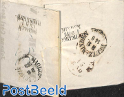 Folding letter from Dresden to Arnhem (NL), various traject postmarks on backside